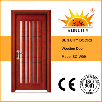 Puertas interiores de madera del panel sólido económico para la casa (SC-W091)